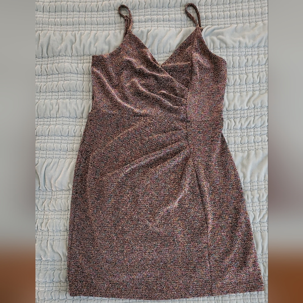 Express Multi Colored Metallic Spaghetti Strap Dr… - image 1